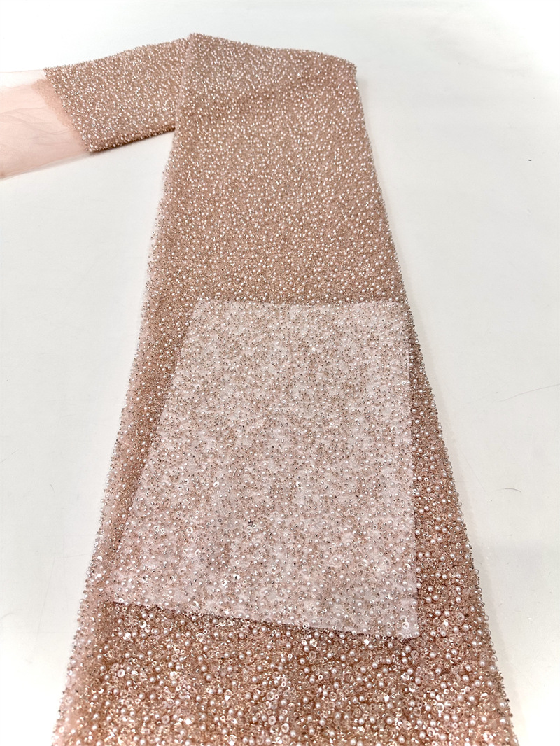 Tejido de bordado de perlas de explosión, bordado de perlas, vestido de moda estereoscópico europeo y americano, cena al por mayor, tela de mujer