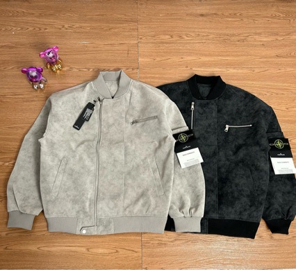 Stone Island American Cleanfit Retro Tie-Dye High-End Spring Jacket Men's Washed Motorcycle Pu Leather