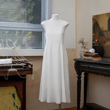 刘亦菲同款吊带连衣裙去有风的地方V领修身优雅小个子白色扎染胚