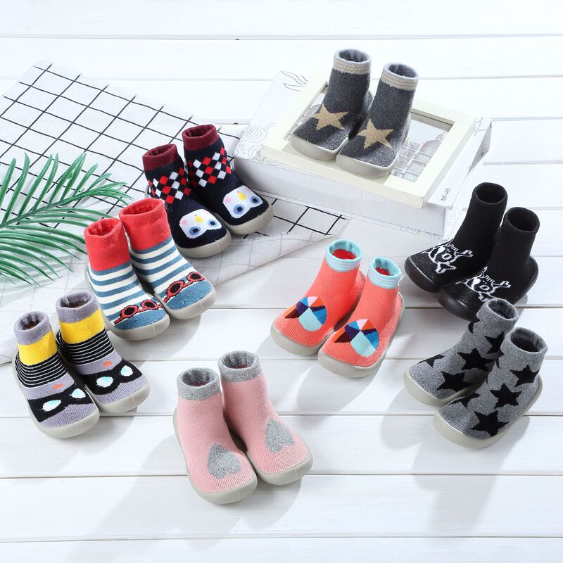 Children's Soft-Soled Shoes, Soft-Soled Shoes, Baby Indoor Shoes, Outdoor Rubber-Soled Children's Shoes, Toddler Shoes, Terry Short Socks