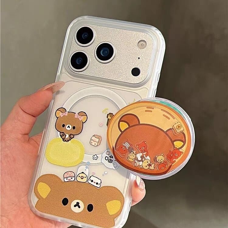 Cartoon Easy Bear with Magnetic Suction Suitable for Apple Iphone17 Mobile Phone Case Apple 16/15 Promax Hard 14