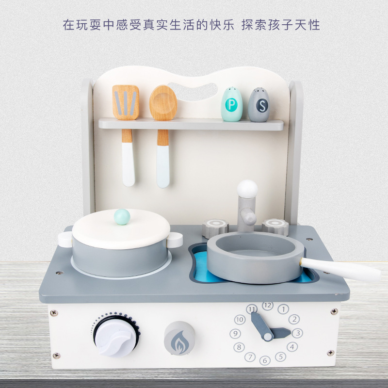 Fabricante mayorista de juguetes de cocina para niños en casa simulación de madera simulación de cocina juegos de niños y niñas