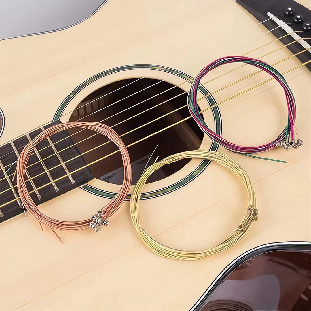 Acoustic guitar strings, guitar strings, folk guitar strings, brass string set, colorful string set of 6 strings, musical instrument accessories
