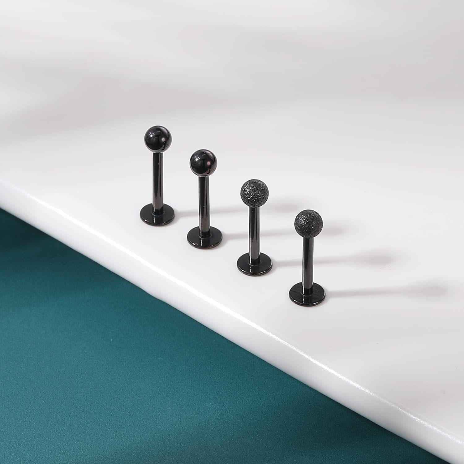 Black lip piercing stainless steel, zirconium, set, (Cross-border trading)