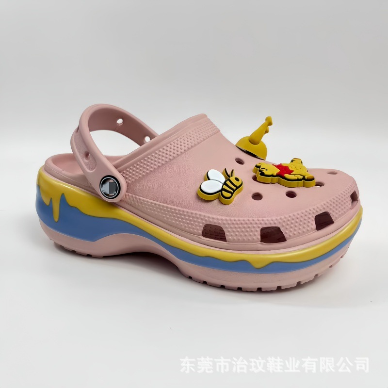 Croos nuevo oso Pooh nubes agujero zapatillas zapatillas de mujer zapatillas cordones flores lindos colgantes zapatillas