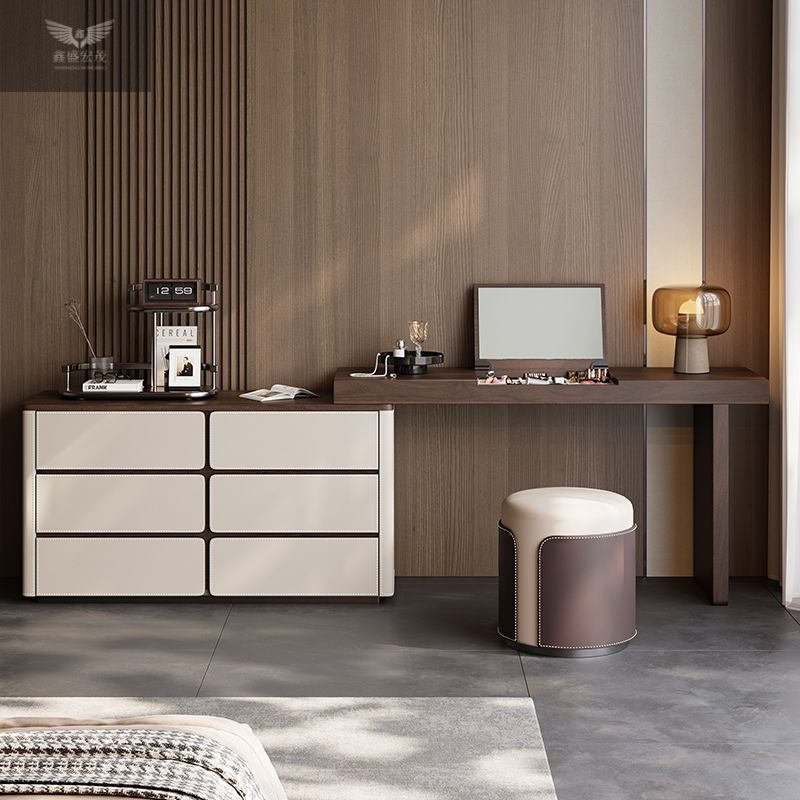 Dormitorio moderno sencillo de alta calidad estilo medieval mesa de maquillaje italiana cubierta de madera maciza gabinete de almacenamiento