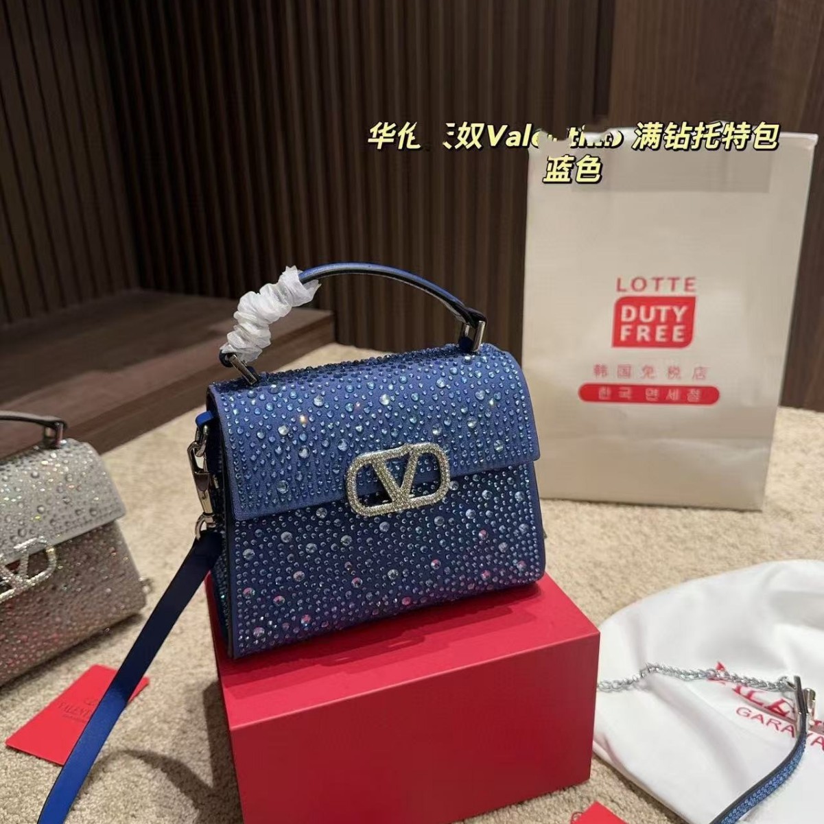 VT华伦家手提包镶钻女包新款满钻潮流时尚小方包小众网红同款单肩