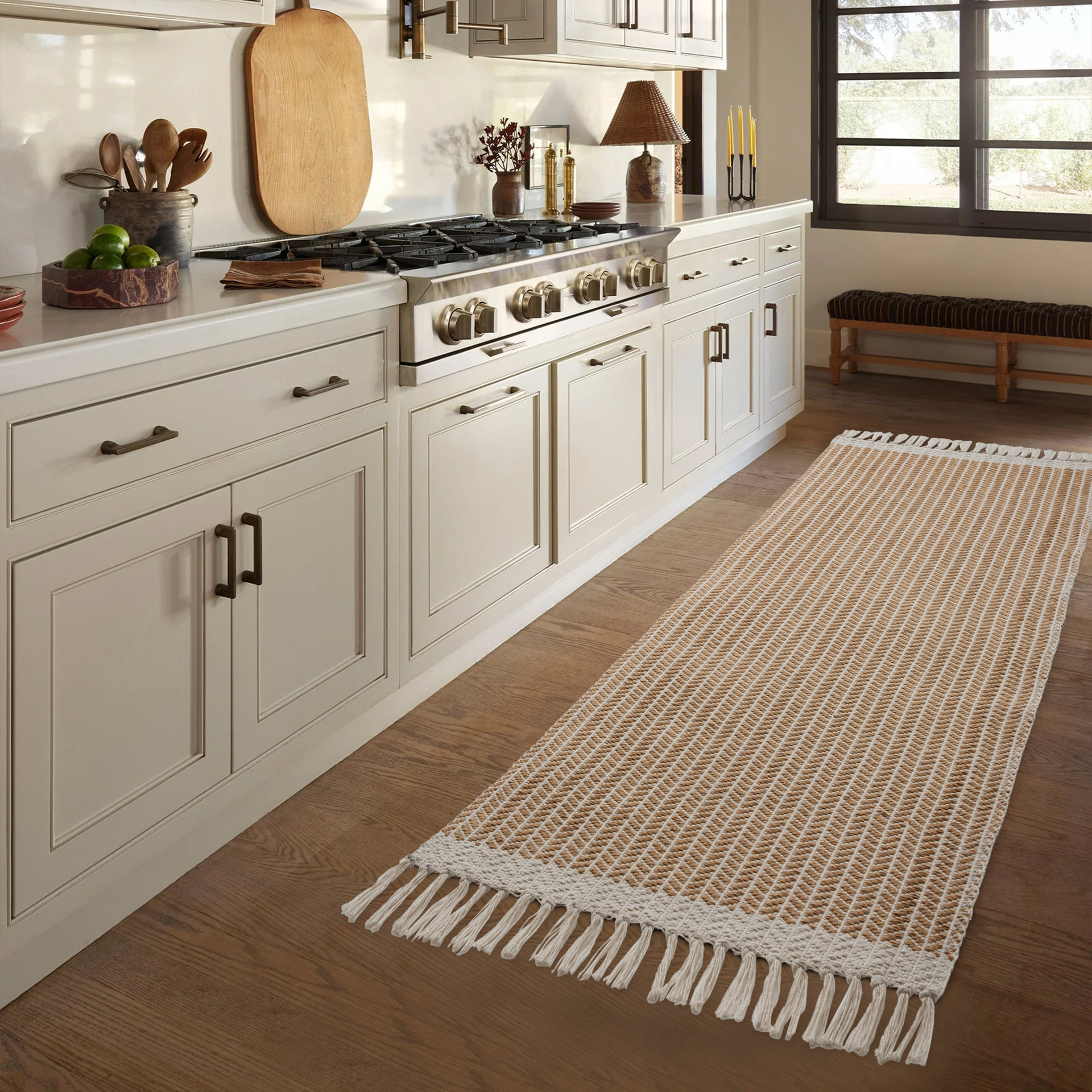 Comercio exterior transfronterizo alfombra de algodón trenzada moderna simple alfombra de cama doméstica alfombra retro lavable a máquina