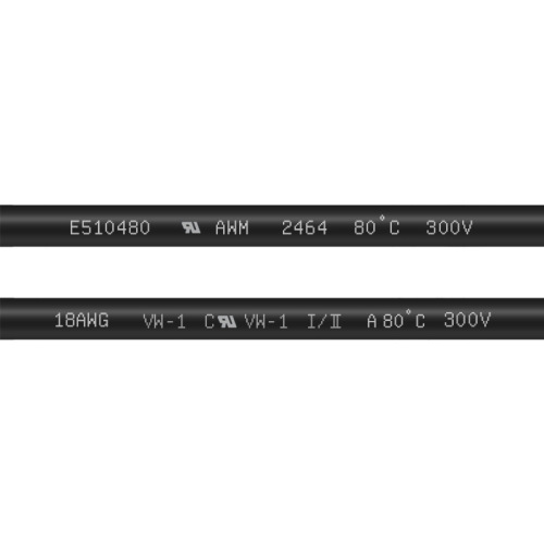 Bulk Electronic Wire with UL2464 Jacket, Black, 3-core Signal Wire, 18AWG/28AWG Power Cord