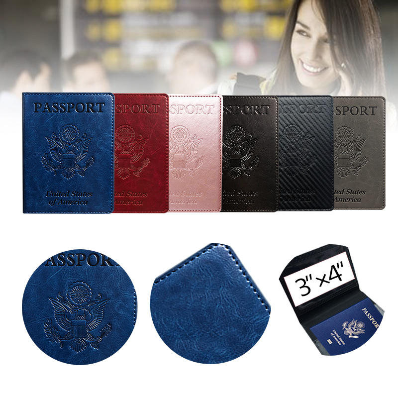 Cross-border best-selling American passport holder with PU leather, customizable logo, travel-friendly passport and ticket protector