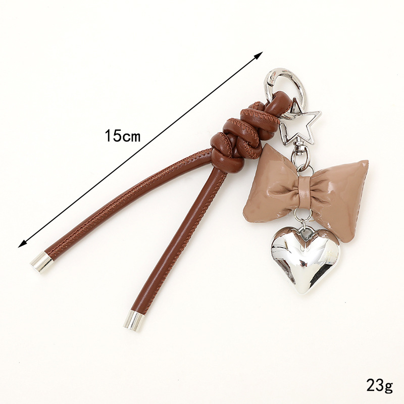 13g Weight 1 Piece Basic Heart Shape Bow Knot Pu Leather Valentine'S Day Keychain