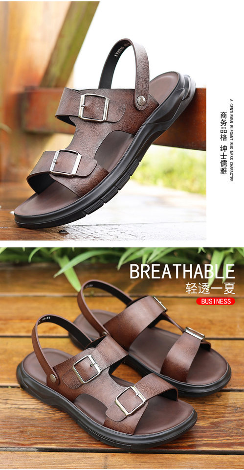 Dép sandal nam quai ngang hở ngón đế mềm hai kiểu mang, đi biển và dạo phố — CS2316 màu kaki, CS2316 màu nâu, CS2316 màu đen chi tiết 16