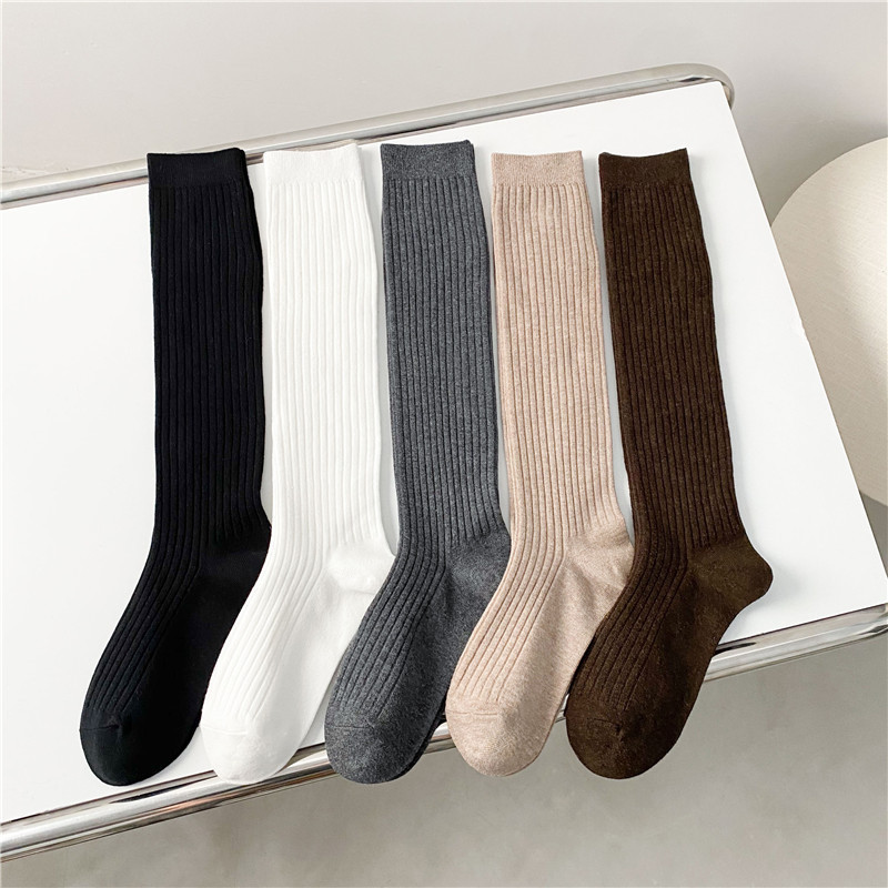 23 autumn and winter socks women's double needle strip calf socks ins tide knee socks pure color socks women's casual stockings 23 autumn and winter socks women's double needle strip calf socks ins tide knee socks pure color socks women's casual stockings
