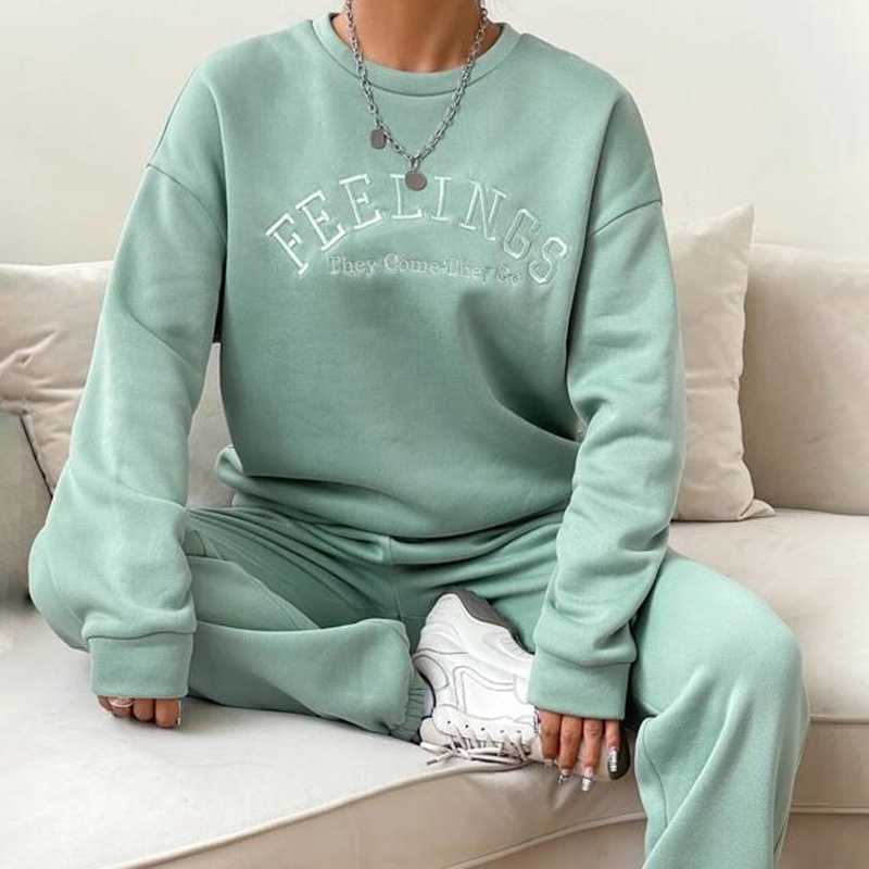 Embroidered Sports Sweatshirt & Sweatpants Set NSXPF88900