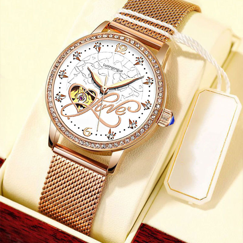 Women's Watch Fully Automatic Mechanical Watch Hollow Luxury Waterproof Luminous Elegant Temperament Factory Wholesale