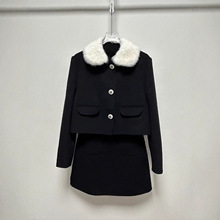 高级设计感小众公主裙学院风毛呢外套甜辣妹外套女+半裙冬季新款