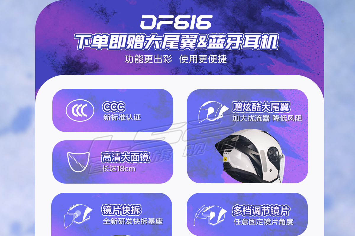 Motorcycle Helmet Men Women Scooter Half Helmet with Bluetooth OF616