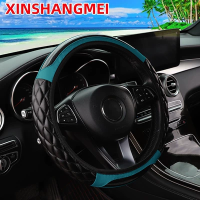 Steering wheel cover: crystal carbon fiber car steering - dark-green-one-size-fits-all
