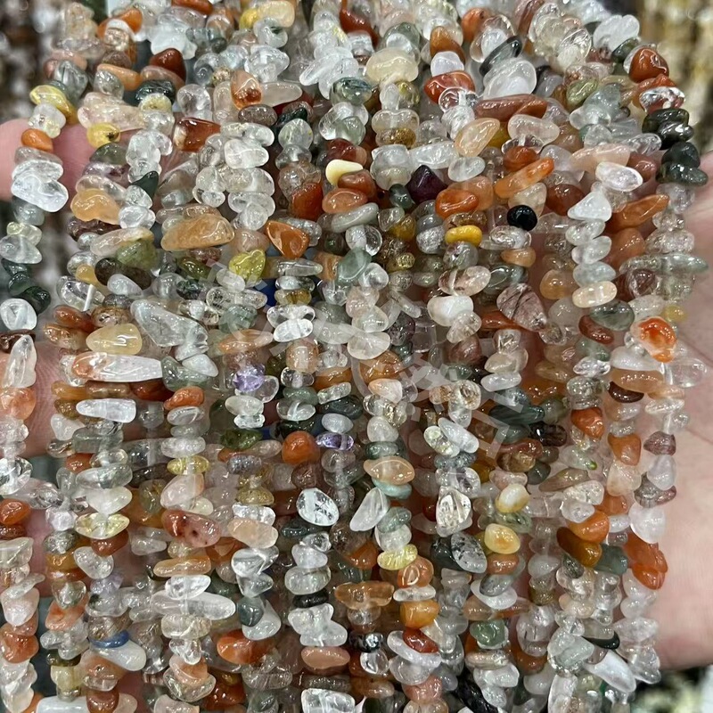 3-5mm天然水晶原石碎石打孔随形石消磁石散珠DIY饰品配件厂家批发|undefined