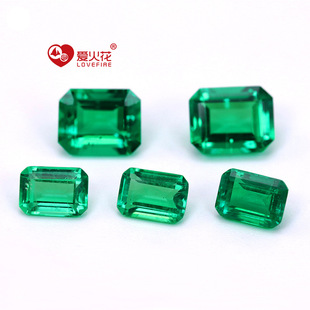 Columbia hydrothermal synthesis Emerald cutter can produce certificates rectangular Chamfering laboratory cultivation Emerald