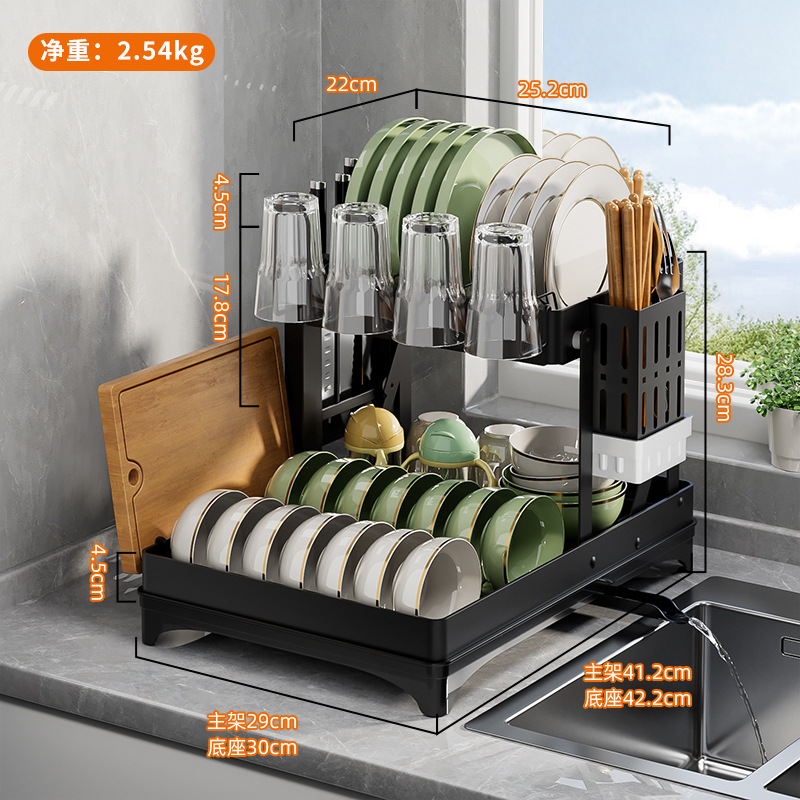 Escurreplatos plegable negro de acero inoxidable (juego)