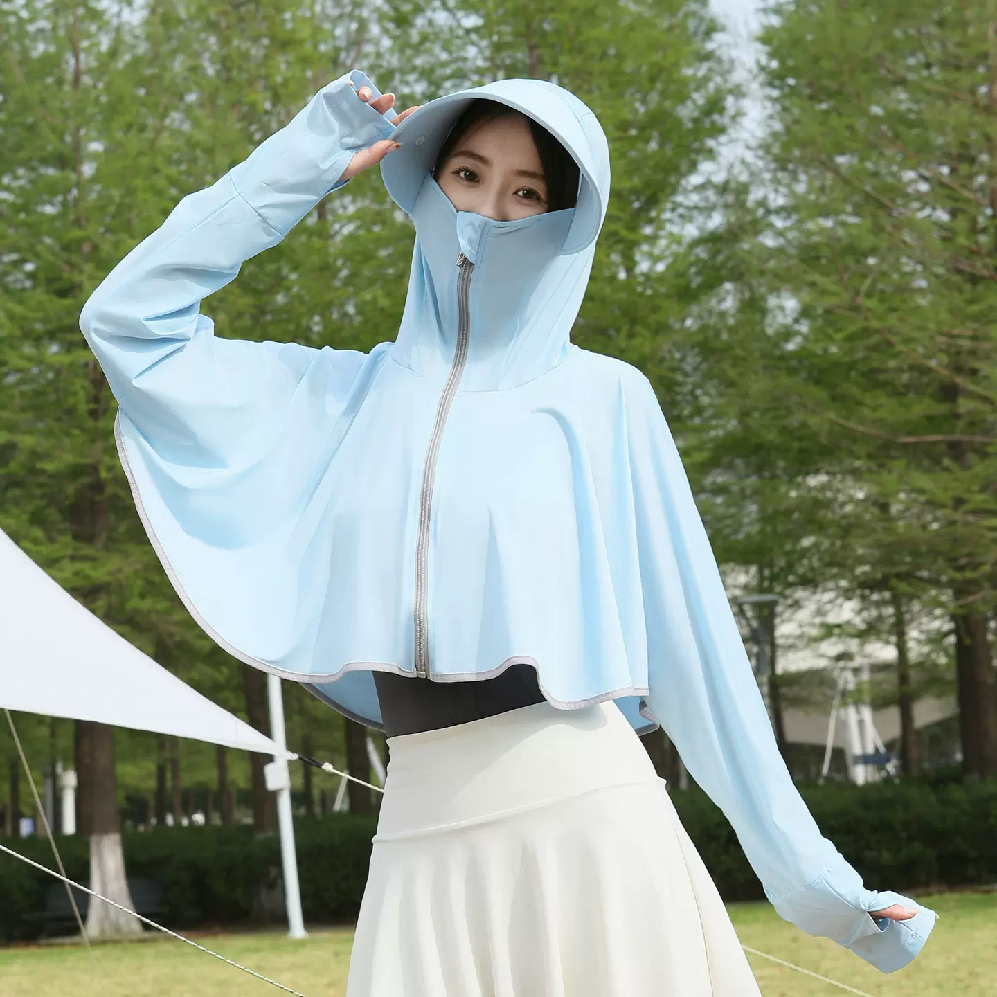 镜片款防晒衣女2022新款夏季冰丝外套防晒面罩骑车防紫外线防晒服