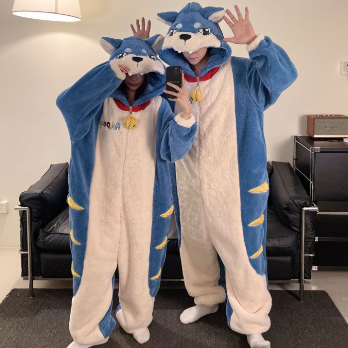 2025 nueva pareja unida hombre pijama de invierno peluche extraño lindo dibujos animados chica ropa de casa conjunto