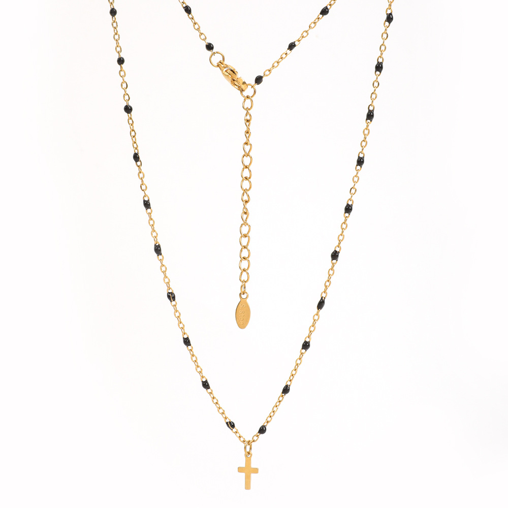 5g Weight Pendant Necklace Classification 1 Piece Quantity Daily, Street Occasion Stainless Steel, Titanium Steel Material Cross Pattern Women's Gender Enamel, Plating Design Simple Style Style Stainless Steel Titanium Steel Simple Style Cross Enamel Plating Pendant Necklace 无