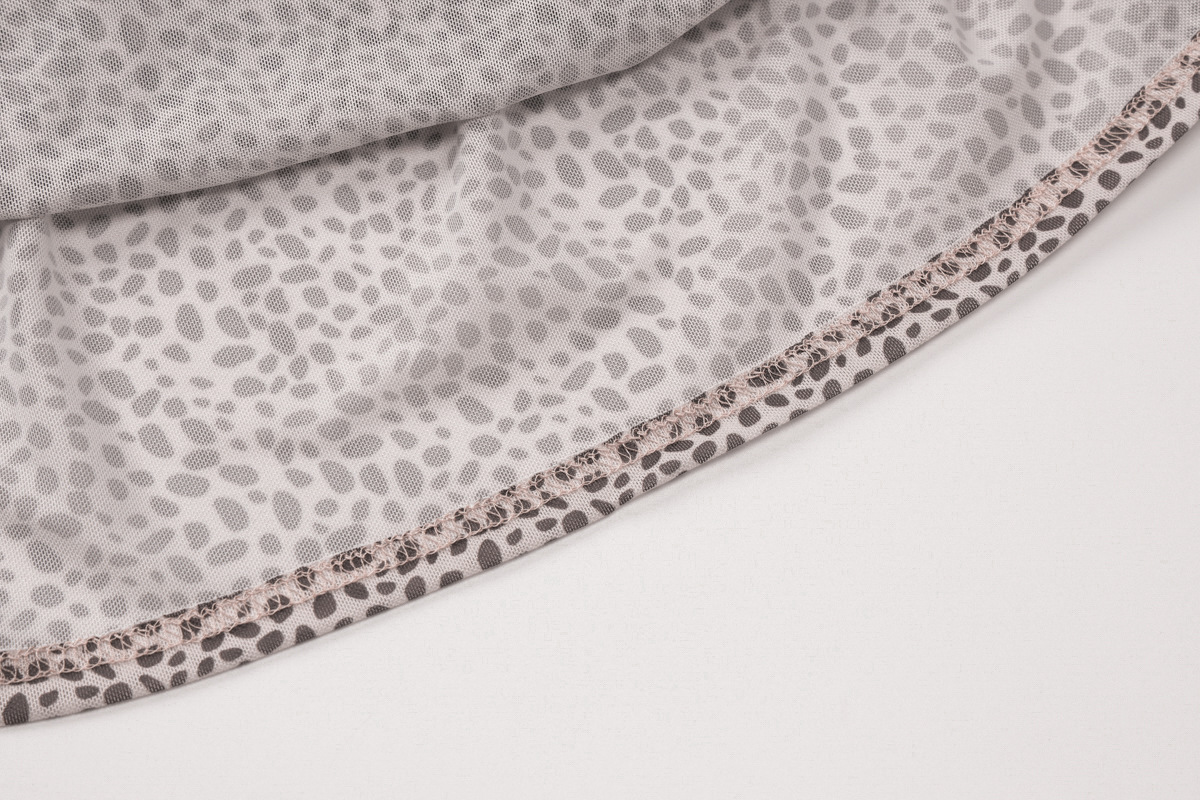 Women Summer Leopard Print Printed Sexy V neck Cardigan Strap Long Sleeved T shirt Miniskirt Set