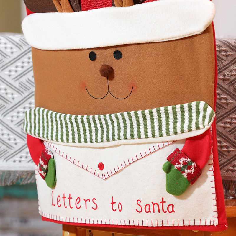 Nouvelles décorations de table et de chaise de Noël Père Noël Bonhomme de neige Poupée stéréo Housse de chaise Robe de maison_voghion.com