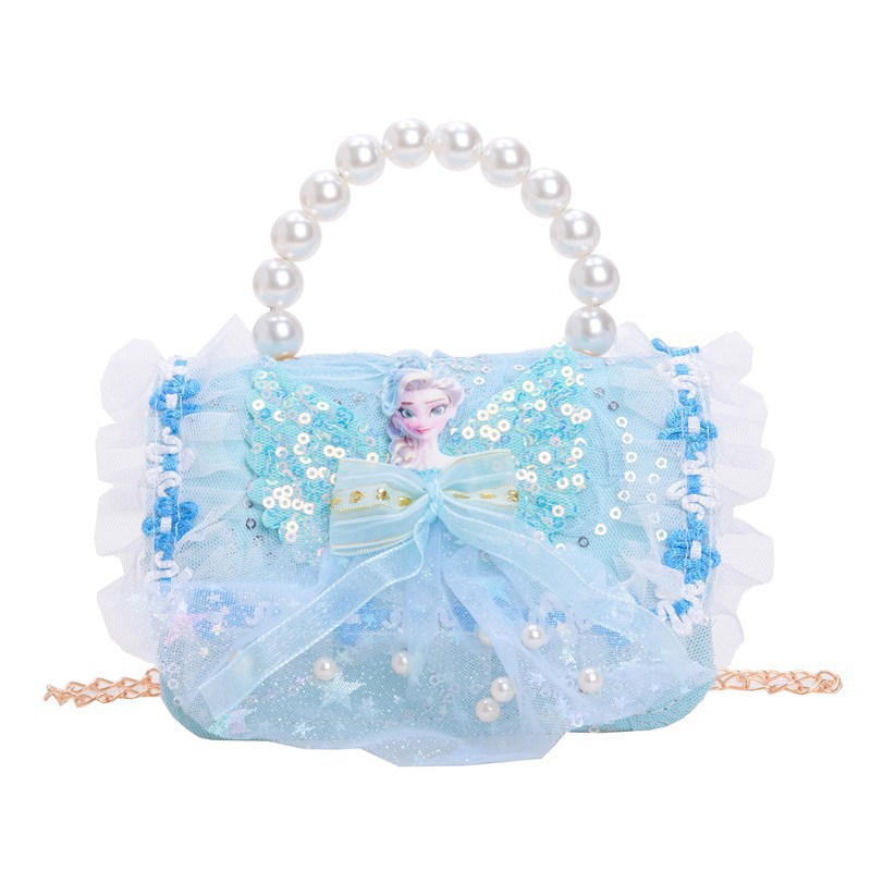 Nueva princesa flor de encaje niñas mochila de hombro de moda perla arco bolso de niños bolso de cambio de dibujos animados