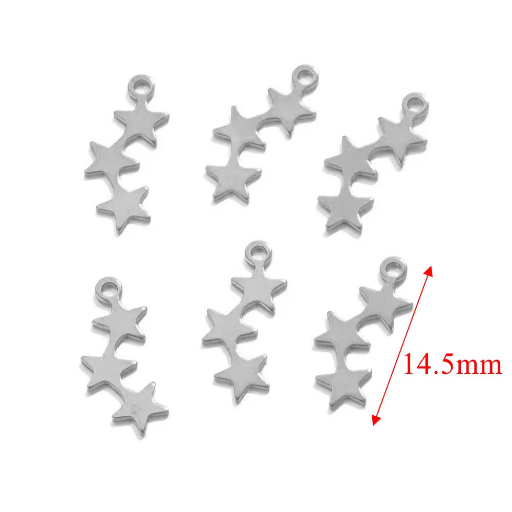 Acero inoxidable estrella de cinco puntas luna cielo etiqueta pequeña estrella colgante DIY collar hecho a mano accesorios de joyería pieza