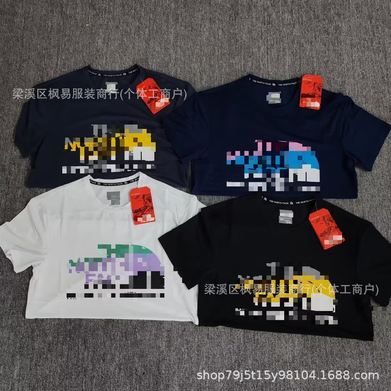 North Face Short-Sleeve T-Shirt, Unisex, Loose Fit, Pure Cotton, Breathable, Round Neck, Couple T-Shirt, Half-Sleeve Shirt, Light Mature Casual Style