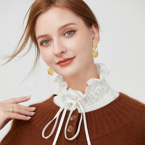 Lotte Cotton Collar for Kids and Adults, Lotus Edge Tie Band Collar, Lace Decorated Collar