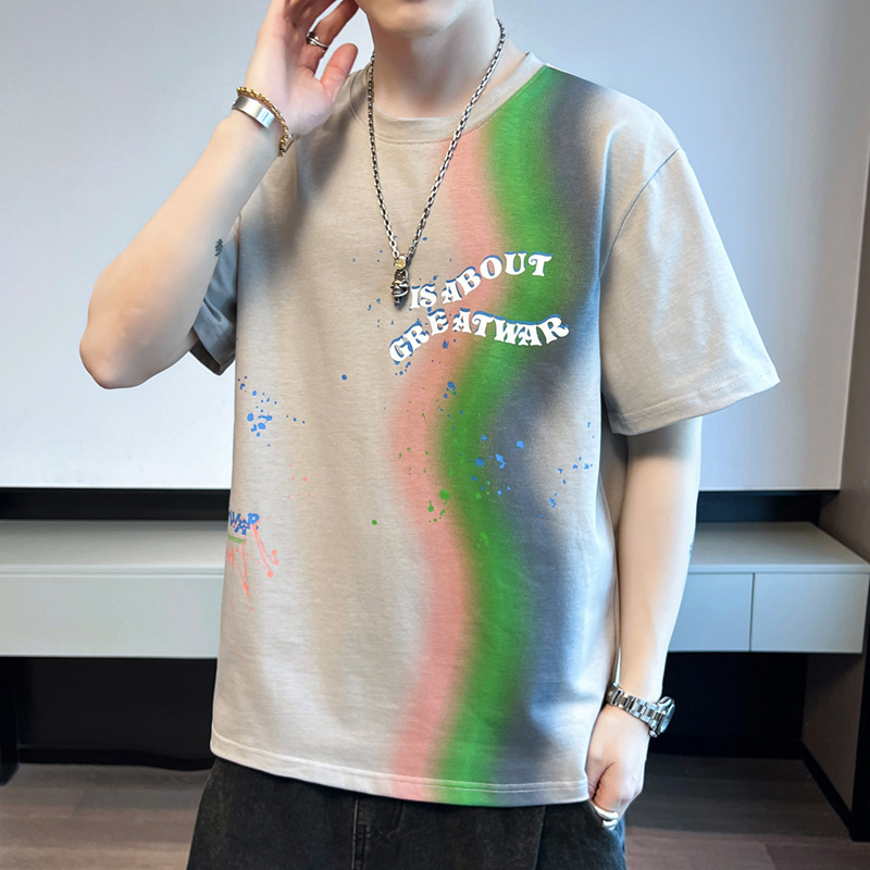 Cotton short sleeve T-shirt for leisure for students