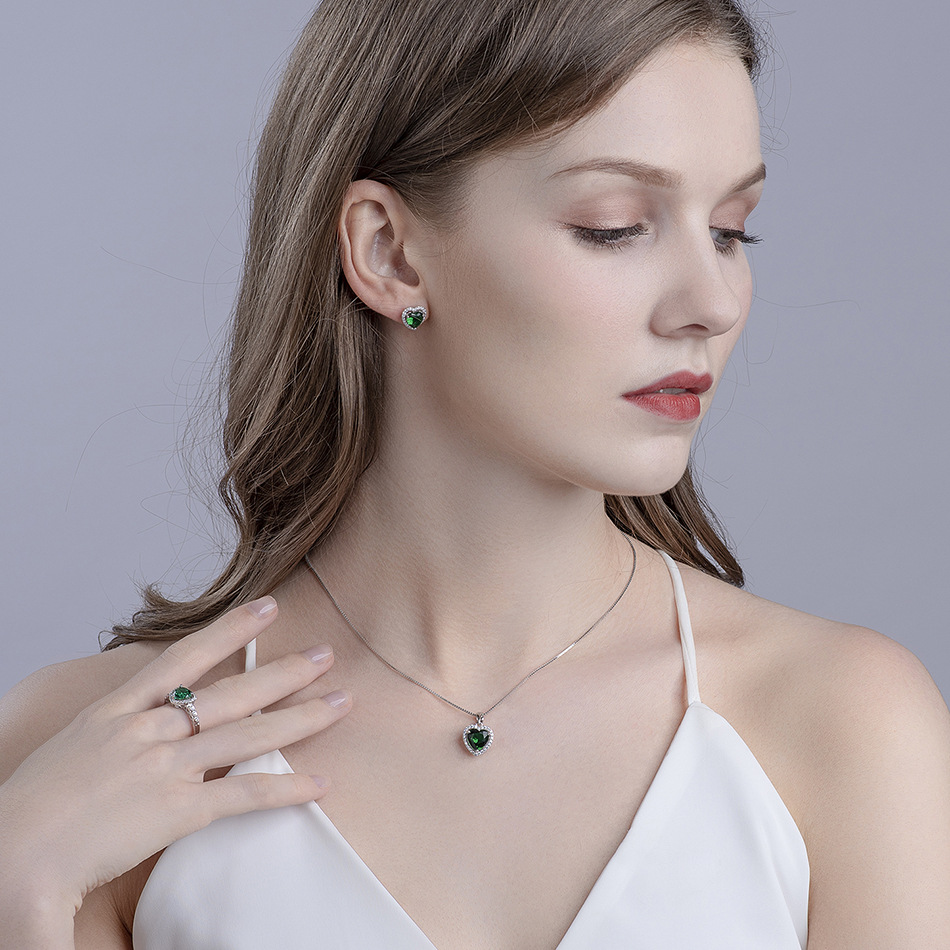 6g Weight Jewelry Set Classification Jewelry Set Quantity Jewelry Suit 925 Silver Jewelry Female Ring Necklace Ear Stud Love Jewelry Suit