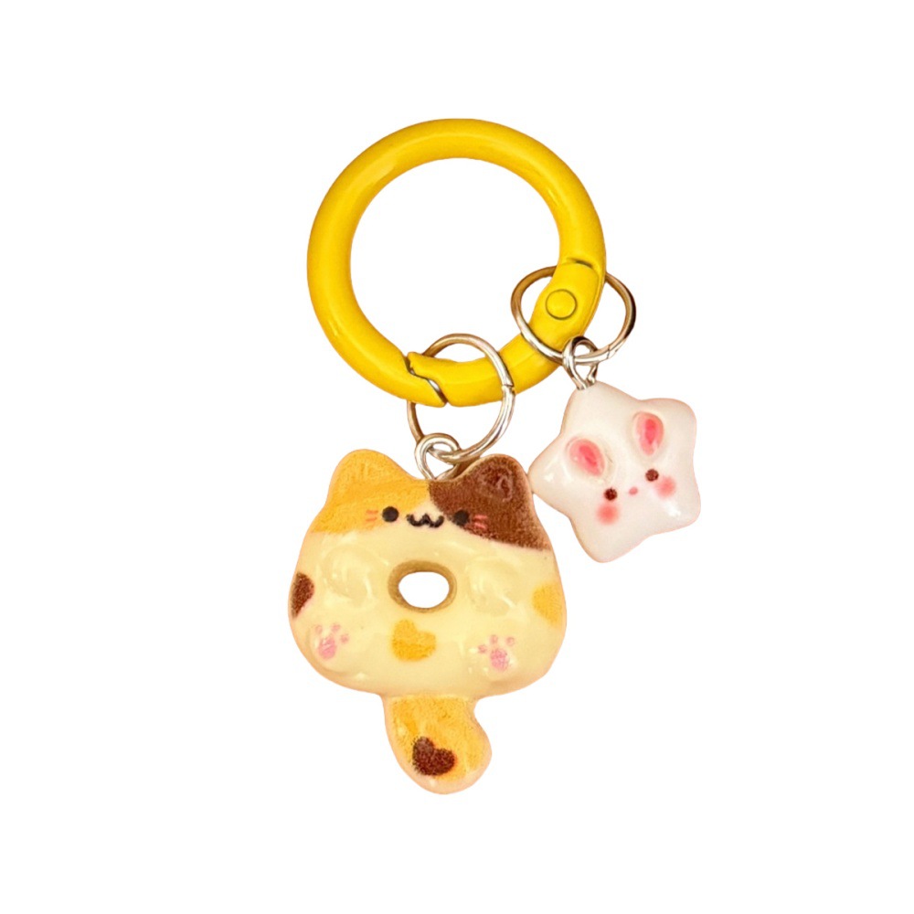 Nuevos lindos donuts de dibujos animados gatitos colgantes colgantes de corazón de niña llaveros bolsas colgantes al por mayor