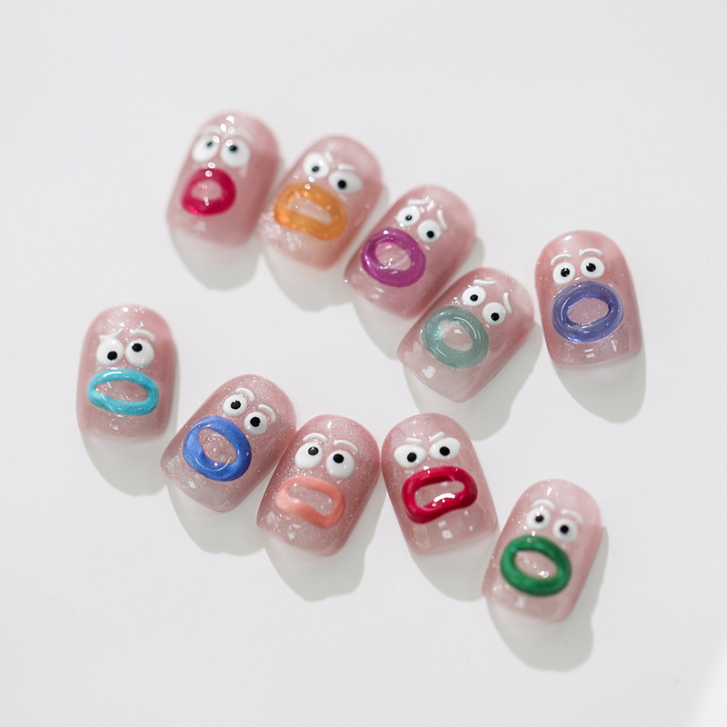 TENSOR nuevo arte lindo divertido uñas pegatinas boca extraña uñas pegatinas jalea serie M-135