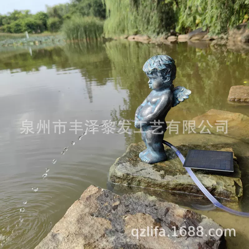 人物喷泉 流水摆件公园池塘别墅花园树脂动物模型装饰品