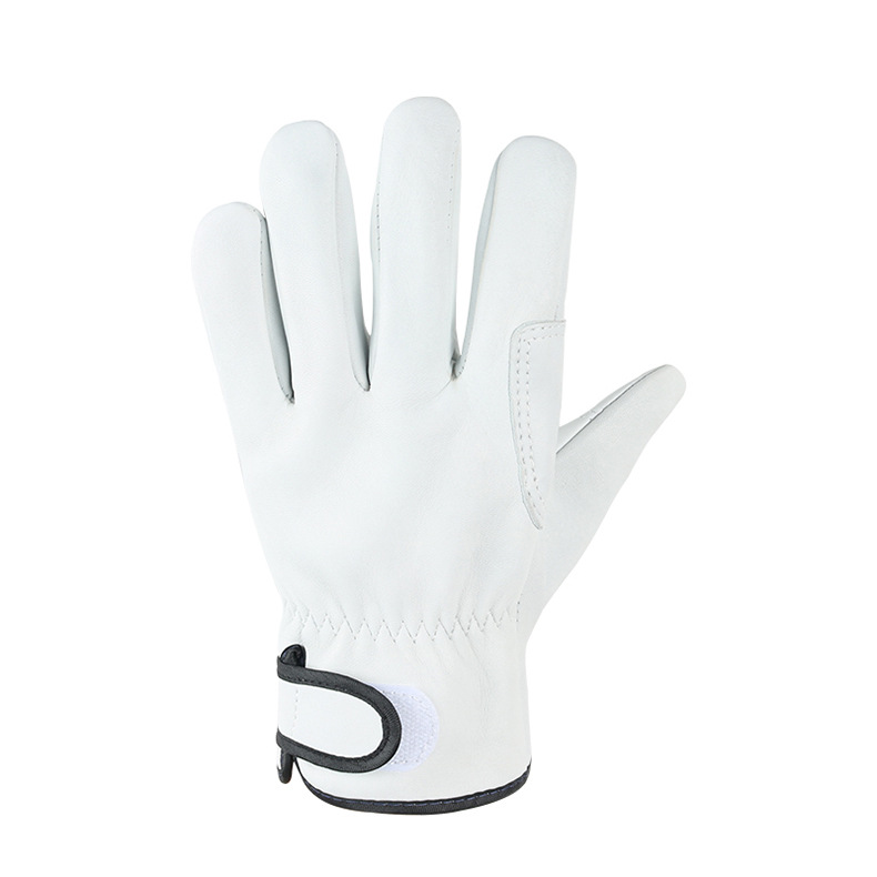 Guantes de algodón blanco de piel de oveja Gato Gary guantes de protección de protección de mano de obra antideslizante desgaste guantes de protección al por mayor