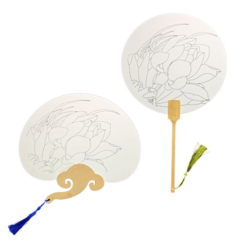 Coloring Fan with Thick Xuan Paper, Blank Fan with Ink Outline, for Beginners to Copy and Paint Chinese Painting Fan Surface, Wholesale