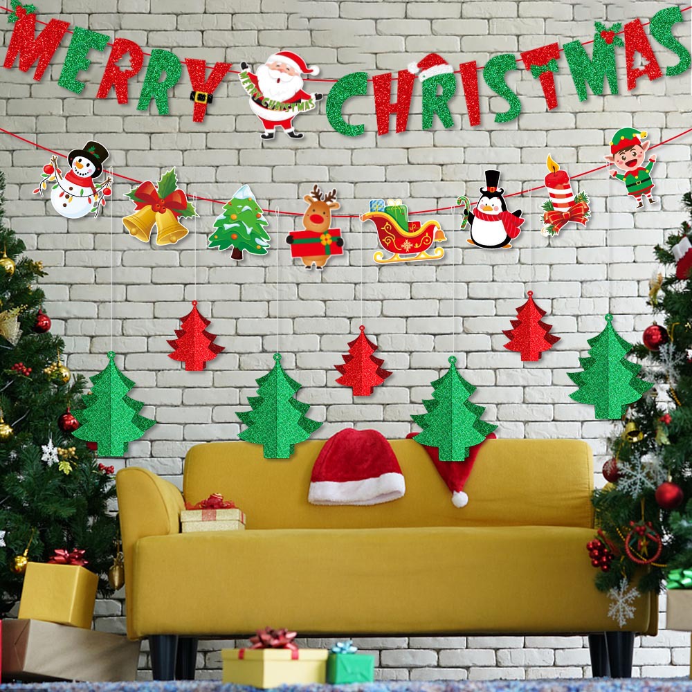 Suministro directo de fábrica decoración de fiesta de Navidad tire bandera tire flor colgante tridimensional Año Nuevo fiesta atmósfera diseño props