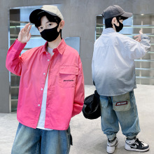 春装新款男童长袖上衣衬衫2024韩版儿童洋气男孩衬衣一件代发潮