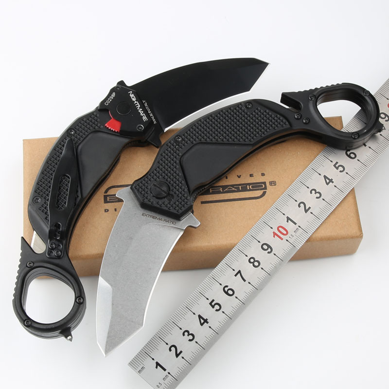 极端武力爪子N690黑色镀钛石洗高硬度露营荒野求生锋利EDC口袋刀