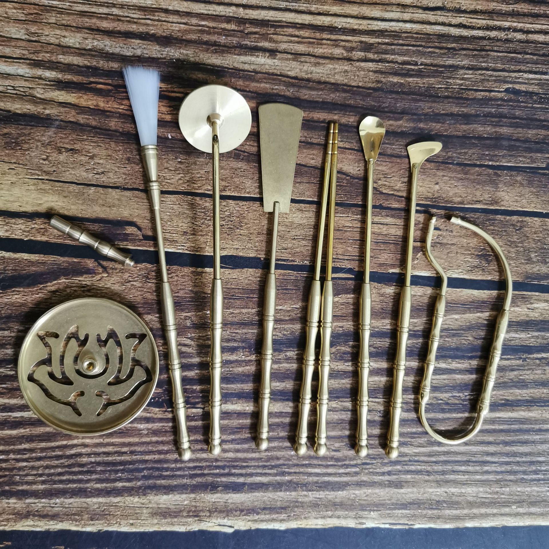 황동 자연 색상 향 세트 8 (구리 손잡이)