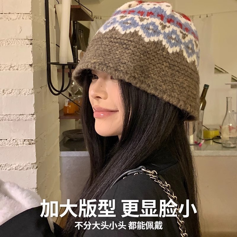 秋冬帽子女针织渔夫帽女秋冬季保暖护耳毛线帽显脸小百搭盆帽|undefined