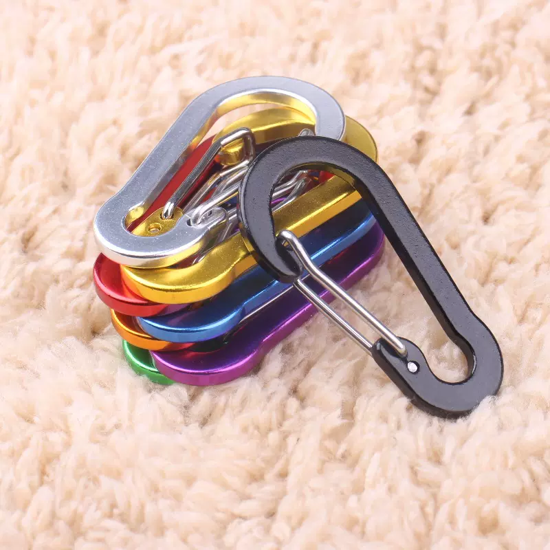 多色铝合金钢丝5号户外葫芦形登山扣背包水壶挂扣压扁挂钩弹簧扣