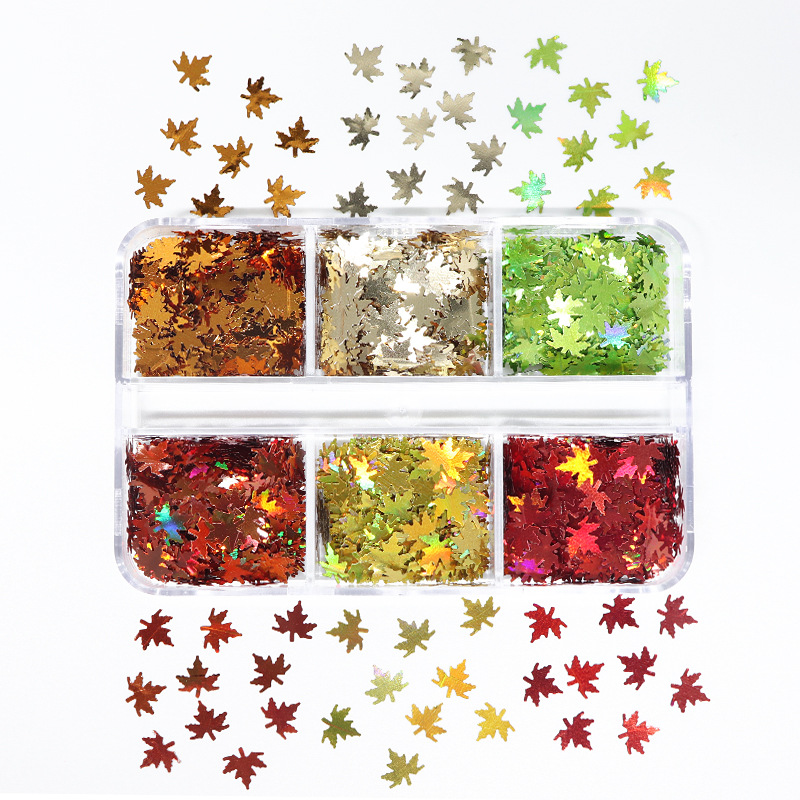 Christmas Fashion Maple Leaf Pet Sequin Nail Decoration Accessories 1 Set display picture 4