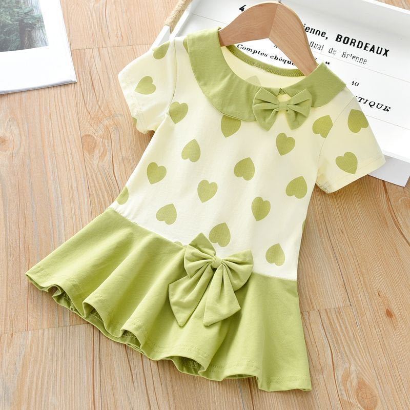 Girls Summer Dress 2025 New Children's Clothing Baby Style Princess Dress Sweet Children's Knitted Short-Sleeved Dress