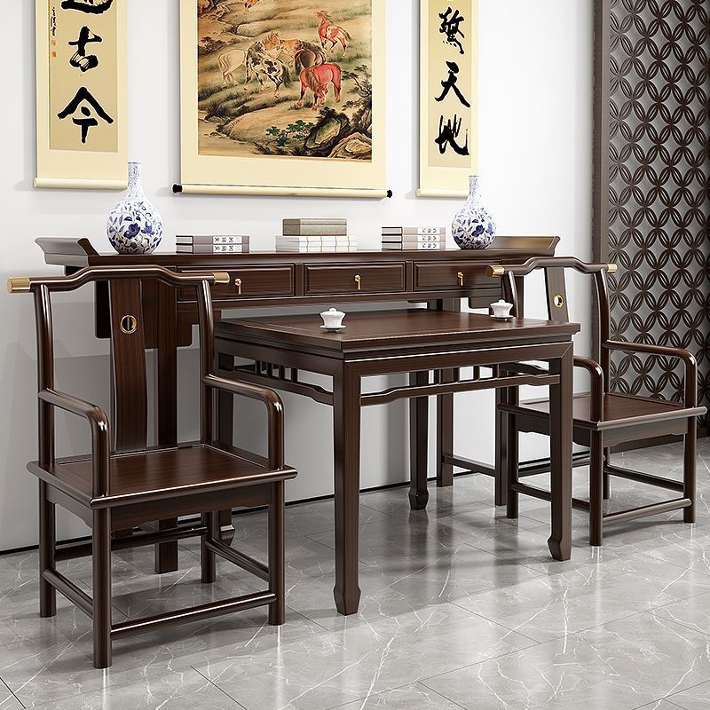 Rural Chinese-Style Six-Piece Solid Wood Set: Eight Immortals Table, Simple Altar Table, Home-Use Side Table, Flower Stand